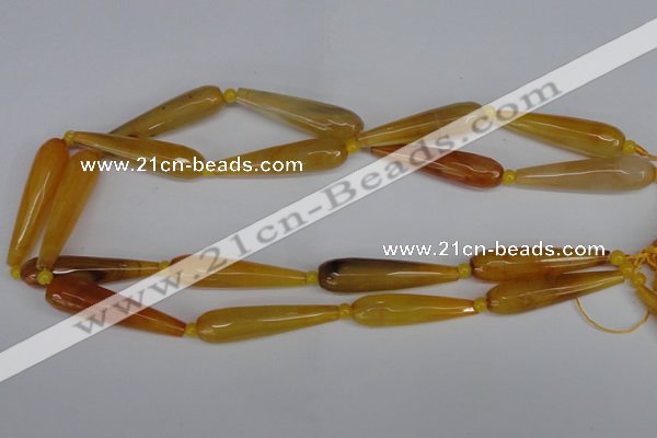 CAG6900 15.5 inches 10*40mm faceted teardrop line agate beads