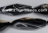 CAG6910 15.5 inches 13*40mm - 15*45mm faceted rice line agate beads