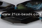 CAG6917 15.5 inches 18*65mm faceted rice line agate beads