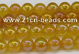 CAG7120 15.5 inches 4mm round AB-color yellow agate gemstone beads