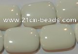 CAG7248 15.5 inches 15*20mm rectangle white agate gemstone beads