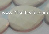 CAG7270 15.5 inches 30*40mm faceted flat teardrop white agate beads