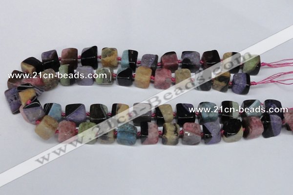 CAG7379 15.5 inches 11*12mm - 12*13mm cube dragon veins agate beads