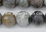 CAG7873 15.5 inches 20mm faceted round silver needle agate beads