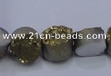 CAG7930 7.5 inches 10mm flat round plated white druzy agate beads