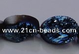 CAG7958 7.5 inches 12*16mm oval plated white druzy agate beads
