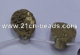 CAG7980 Top drilled 18*25mm flat teardrop plated white druzy agate beads