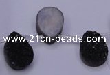 CAG8127 Top drilled 15*20mm teardrop black plated druzy agate beads