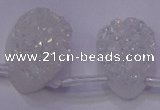 CAG8139 Top drilled 22*30mm teardrop white plated druzy agate beads