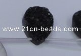 CAG8147 Top drilled 30*40mm teardrop black plated druzy agate beads