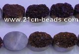 CAG8164 7.5 inches 12*16mm oval rainbow plated druzy agate beads
