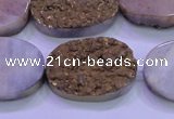 CAG8203 7.5 inches 20*30mm oval glod plated druzy agate beads