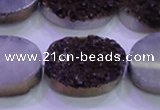 CAG8205 7.5 inches 20*30mm oval purple plated druzy agate beads