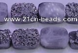 CAG8242 Top drilled 15*20mm rectangle silver plated druzy agate beads