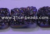 CAG8264 Top drilled 20*30mm rectangle rainbow plated druzy agate beads
