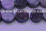 CAG8374 7.5 inches 18mm coin rainbow plated druzy agate beads