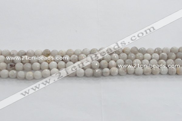 CAG8514 15.5 inches 6mm faceted round grey agate beads wholesale