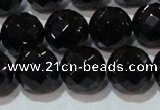 CAG8615 15.5 inches 16mm faceted round black agate gemstone beads