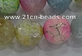CAG8952 15.5 inches 14mm faceted round fire crackle agate beads