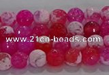 CAG8970 15.5 inches 4mm faceted round fire crackle agate beads