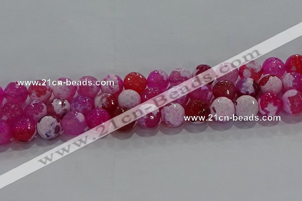 CAG8974 15.5 inches 12mm faceted round fire crackle agate beads