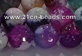 CAG8992 15.5 inches 16mm faceted round fire crackle agate beads