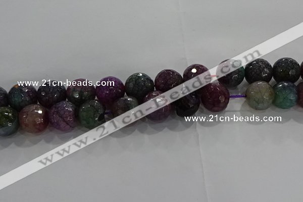 CAG9024 15.5 inches 12mm faceted round fire crackle agate beads
