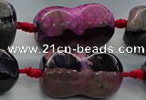 CAG9071 15.5 inches 16*30mm peanut-shaped fire crackle agate beads