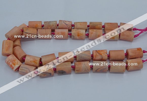 CAG9075 15.5 inches 15*17mm - 15*20mm tube dragon veins agate beads