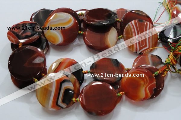 CAG927 15.5 inches faceted coin 45mm agate gemstone beads wholesale