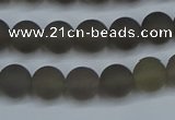 CAG9312 15.5 inches 8mm round matte grey agate beads wholesale
