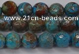 CAG9482 15.5 inches 8mm faceted round blue crazy lace agate beads