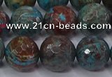 CAG9485 15.5 inches 14mm faceted round blue crazy lace agate beads