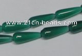 CAG957 15.5 inches 6*16mm teardrpop green agate gemstone beads