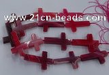 CAG9629 15.5 inches 32*48mm - 35*50mm cross dragon veins agate beads