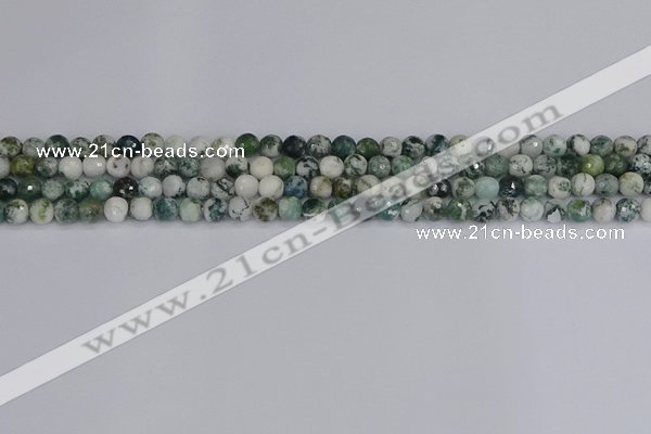 CAG9837 15.5 inches 4mm faceted round tree agate beads