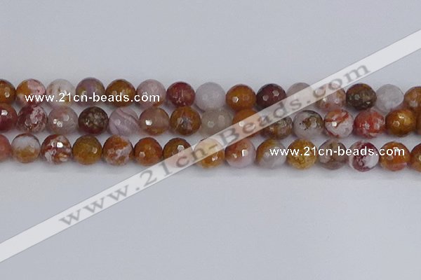 CAG9914 15.5 inches 12mm faceted round red moss agate beads