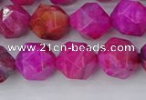 CAG9953 15.5 inches 10mm faceted nuggets fuchsia crazy lace agate beads