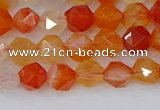 CAG9975 15.5 inches 6mm faceted nuggets red agate beads