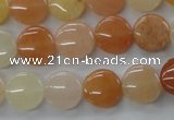 CAJ110 15.5 inches 12mm flat round red aventurine jade beads