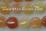 CAJ111 15.5 inches 14mm flat round red aventurine jade beads