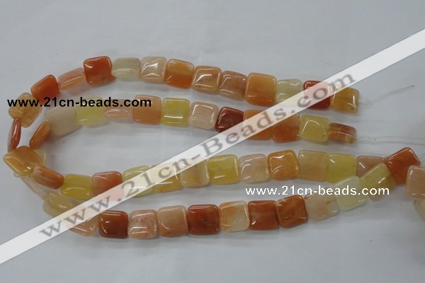 CAJ114 15.5 inches 14*14mm square red aventurine jade beads