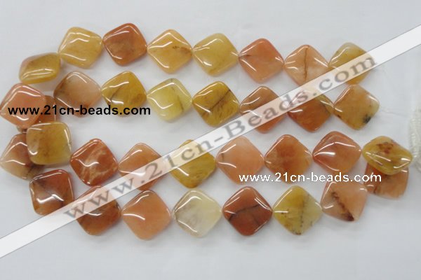CAJ129 15.5 inches 20*20mm diamond red aventurine jade beads