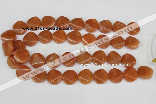 CAJ170 15.5 inches 20mm faceted coin red aventurine jade beads