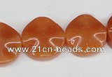 CAJ171 15.5 inches 20mm wavy coin red aventurine jade beads