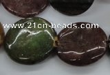 CAJ231 15.5 inches 25mm flat round Indian aventurine beads
