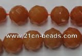 CAJ365 15.5 inches 14mm faceted round red aventurine beads wholesale