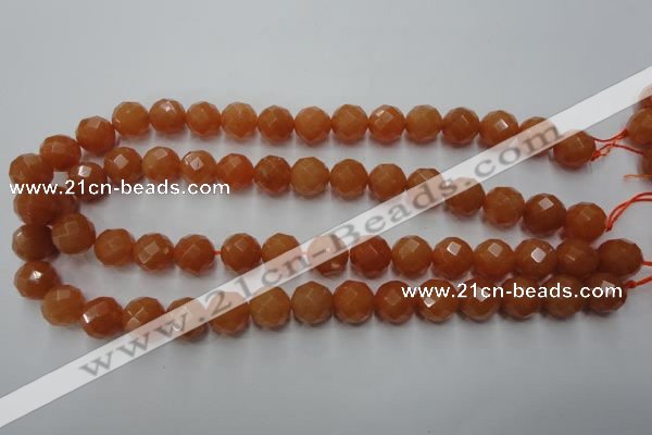 CAJ365 15.5 inches 14mm faceted round red aventurine beads wholesale