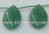 CAJ62 Top-drilled 22*30mm twisted teadrop green aventurine jade beads