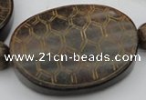 CAL24 14.5 inches 50*60mm carved turtleback agalmatolite beads